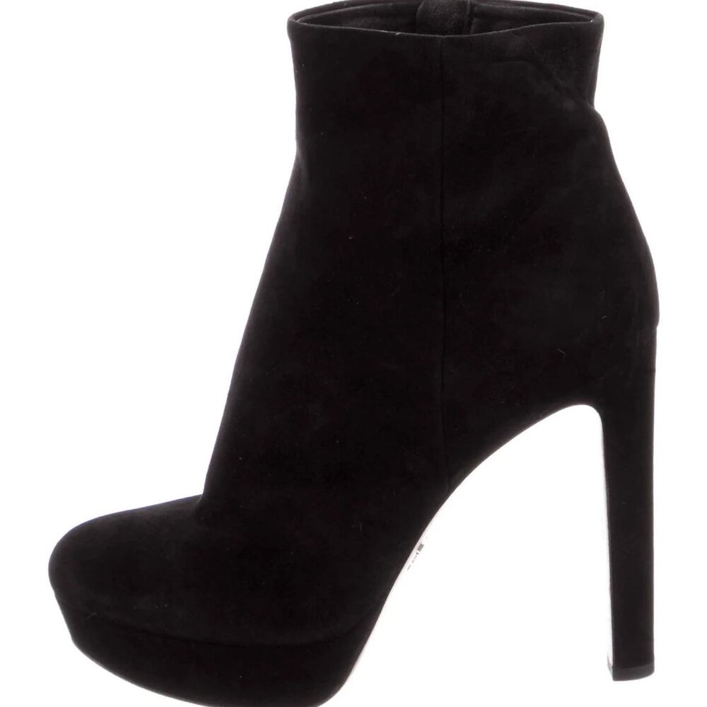 Prada Black Suede Ankle Boots Platform Heel Size 38 / US 8 - Picture 5 of 9